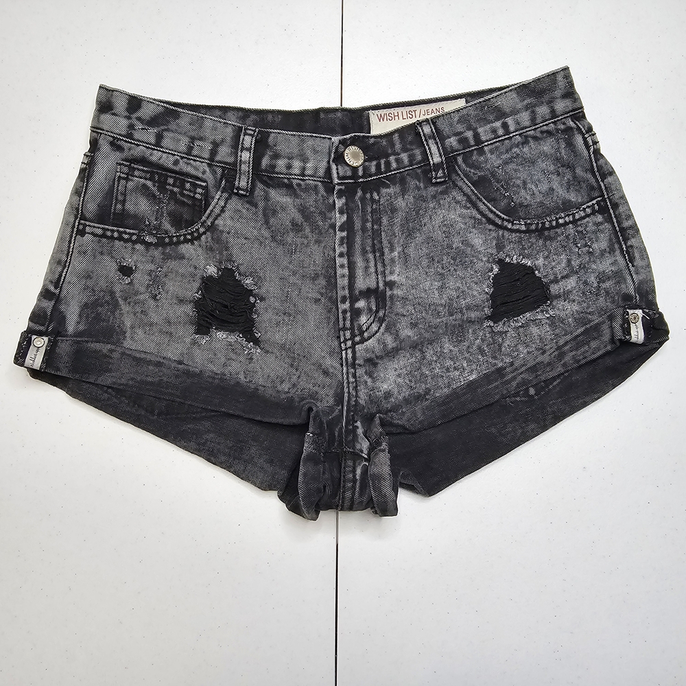 Wishlist Distressed Charcoal Jean Daisy Dukes Shorts
